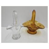 Tiara Ware Glass Basket & Etched Glass Basket See
