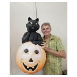 Black Cat Pumpkin Blow Mold 34" High