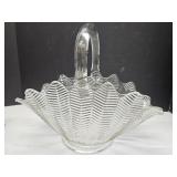 L.E. Smith Vintage Glass Basket 13.5" Wide