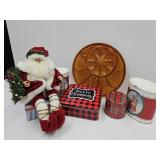 Tiaraware Egg Plate Santa & Christmas Tins