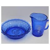 Cobalt Shirley Temple Creamer & Bowl