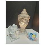 Crystal Lamp See Top of Lid 16" , Planter & Angel