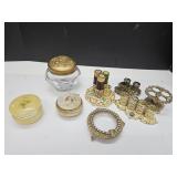 Vintage Alabaster Dish & Pretty Vanity Items