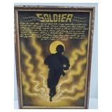 Vintage Vietnam Soldier Black Velvet Painting Art