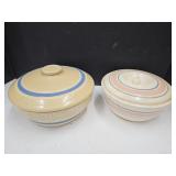 USA Crock Bowl w Lid  & Crock Bowl w Slight Crack+