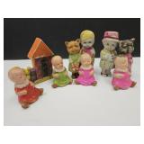 Vintage Baby Bisque Dolls,Cats & Dog 2"-3.5"