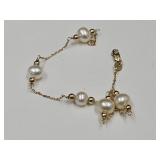 Marked 14K GOLD & Pearl Bracelet