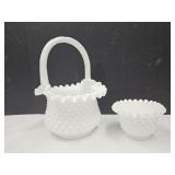 Fenton Glass Basket 10" H & 2.5" H Planter