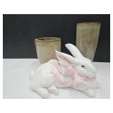 14" Ceramic Bunny w Home Decor Vases