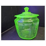 Uranium Glass Cracker Jar Lid Chips