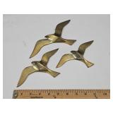 VTG 3 Solid Brass Doves 7" wide