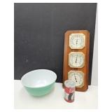 Pyrex Bowl #403 See Cond., Barometer & Baking Tin