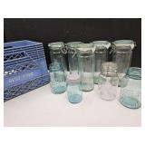Lot of Glass Ball & Counter Jars w/Crate