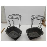 2 Metal Plant Stands 15" h  & Planter Baskets 15"w