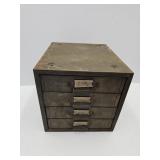 Metal Table Top 4 Drawer  File Box  1 " x 10" high