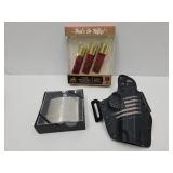 NIP Shot Gun Shell Flashlights Flask & Holster