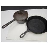 Cast Iron 2 QT Sauce Pan &  Skillet See Condition