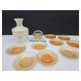 Peach Luster Saucers Steaiger Clock Vase