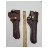 2 Leather Gun Holsters 10" Hunter & 8" Buckeimer
