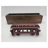 Cast Iron Train Car & Primitive Wood Box