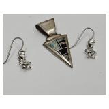 Sterling Silver S.West Style Pendant 925 Earrings