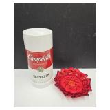 Campbells Soup Thermos &  L E Smith Ashtray