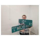 10TH Street & Michigan Street Signs w Hardware
