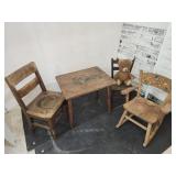 Vintage Kids Table & Chairs & Teddy Bear
