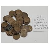50 Wheat Pennies From 1940
