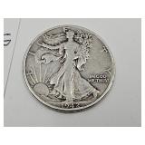 1942 Walking Liberty Silver Half  Dollar Coin