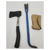 True Temper Hatchet w Leather Sheath & Pry Bar