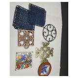 Lot of Trivets MCM, Brass, Metal & Tile