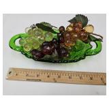 9" Green Dish w/Plastic Grapes