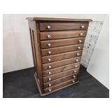 Nice Antique 10 Drawer Sewing Cabinet 23 x 33"