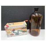 Apple Peeler & Amber Medicine Bottle