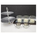 Pewter Cream & Sugar Candleholder Tiered Dish