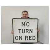 Vintage Embossed NO TURN ON RED Sign 24"