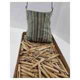 Primitive Lot of Clothes Pins & Bag