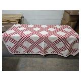 Vintage Red & White Quilt 84 x 82