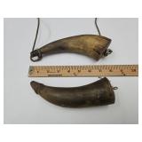 2 Vintage Black Powder Horns