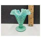Fluted Hobnail Blue Green Vase
