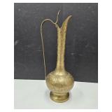 9" High Brass India Etched Jeanie Pitcher