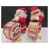 2 Vintage Santa Drummers UNTESTED