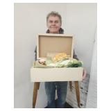 Vintage Bench with MCM Material , Button Holer +