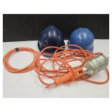 2 Hard Hats Trouble Light & Wire