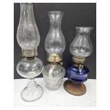 3 Oil Lamps 13"-16" High