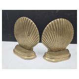 Vintage Brass Clamshell Bookends