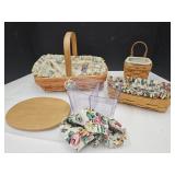 3 Longaberger Baskets Liners & Lids 4"-12"