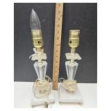 2 Vintage Dresser Lamps with Marble Base