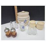 Storie Pottery Cookie Jar,  Salt & Pepper Shakers+